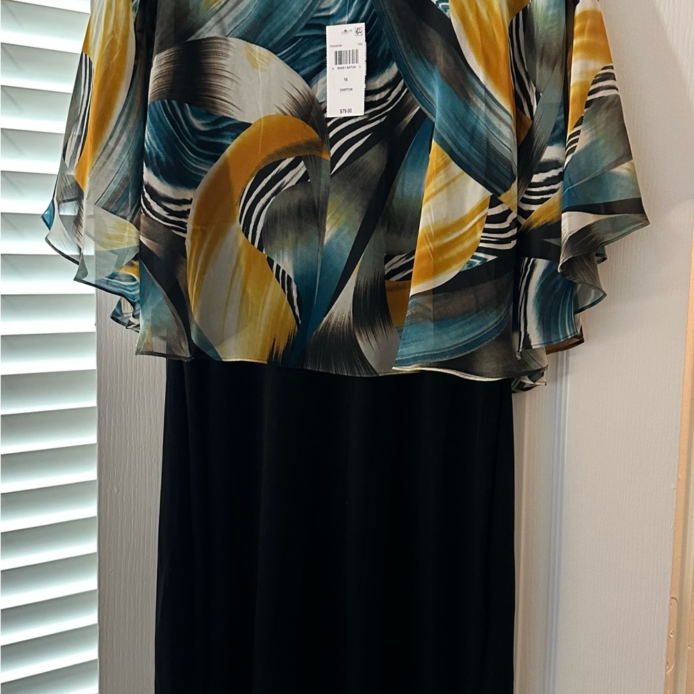 Connected Apparel Black and Multicolor Maxi Dress